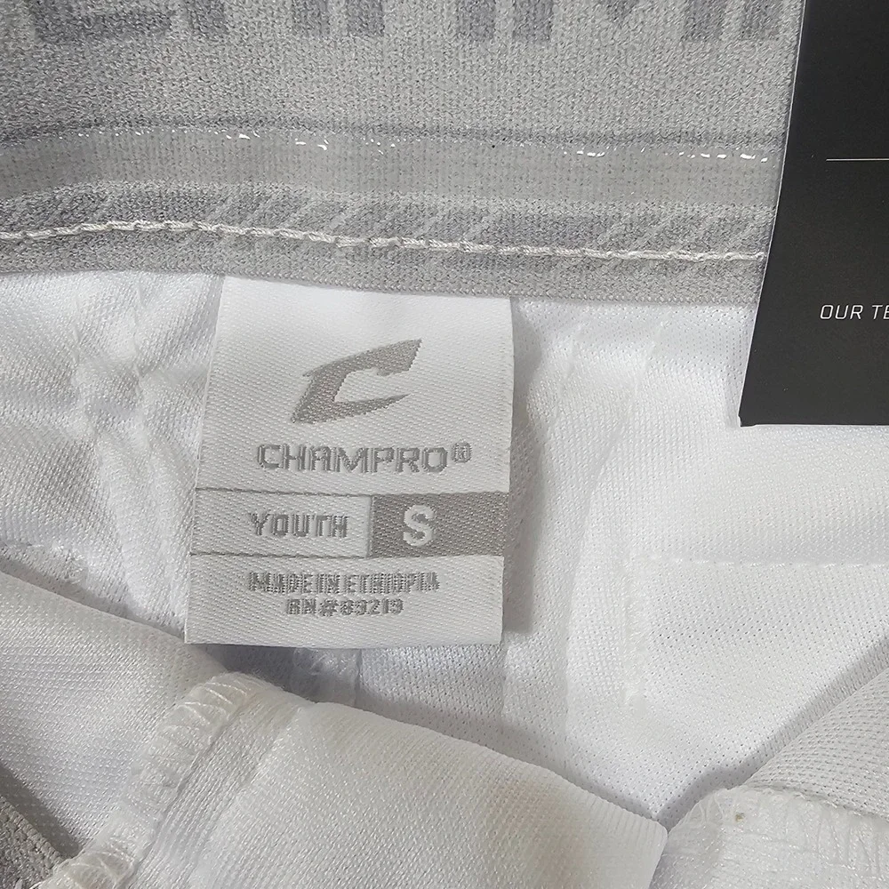 Champro‎ BP62 Youth Small White Baseball Pants Navy Blue Side Stripe NWT